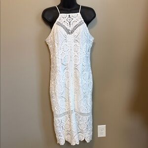J.O.A. White Lace Midi Dress